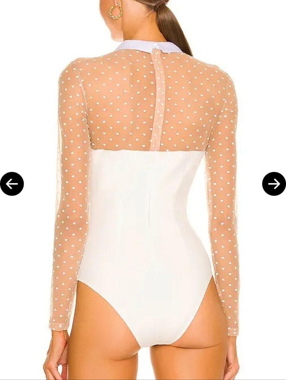 Fleur Du Mal Collared Bodysuit with Dotted Tulle Size Xs  $348 - Picture 8 of 12